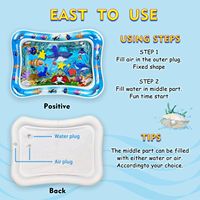 Tapis d'éveil aquatique gonflable portable VFUN en PVC pour bébés, motif géométrique noir et blanc, pour le temps sur le ventre, adapté aux bébés de 3 à 24 mois