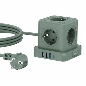 Kabbol All In One <b>Travel</b> <b>Adapter</b> 5 Eu Outlets With Usb 3A1C PD Charger 18W <b>Universal</b> Portable Cube Socket - Product Image 1