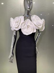 <span class=keywords><strong>Abito</strong></span> midi fasciante da donna 3D con rose floreali, arancione <span class=keywords><strong>e</strong></span> <span class=keywords><strong>fucsia</strong></span>, senza spalline, aderente, per feste ed eventi serali, personalizzabile - Product Image 5