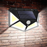 Lampe solaire murale à 100 LED avec détecteur de mouvement PIR, étanche, pour extérieur, sécurité, jardin, patio, clôture, allée