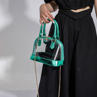 Nouveau été Portable chaîne à la mode épaule sac de messager couleur contrastée Transparent coquille sac à la mode femmes sac