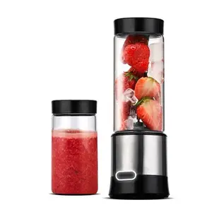 Mesin jus travel, mixer USB kaca boronsilikat tinggi, blender portabel baterai mini dengan 6 pisau baja tahan karat