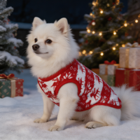 Gilets pour chiens de Noël en peluche pas chers, vêtements pour chiens imprimés rennes pour l'automne et l'hiver