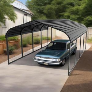 Toit en métal gris robuste Gazebo Abri de voiture et abri de stockage de voiture en <span class=keywords><strong>bois</strong></span> traité sous pression - Product Image 5