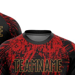Black Red Soccer Jersey Short Sleeve Football Shirt Breathable Quick Dry Lightweight <b>Athletic</b> Sports Match Training Performance - Product Image 4