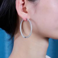 Boucles d'oreilles créoles en argent sterling 925 avec grande moissanite pour femmes et hommes, entièrement pavées de micro-moissanites, style diamant glacé
