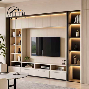 Meuble TV en bois avec tiroirs et étagères, léger, pour salon, en bois écologique, meuble de rangement pour divertissement - Product Image 2