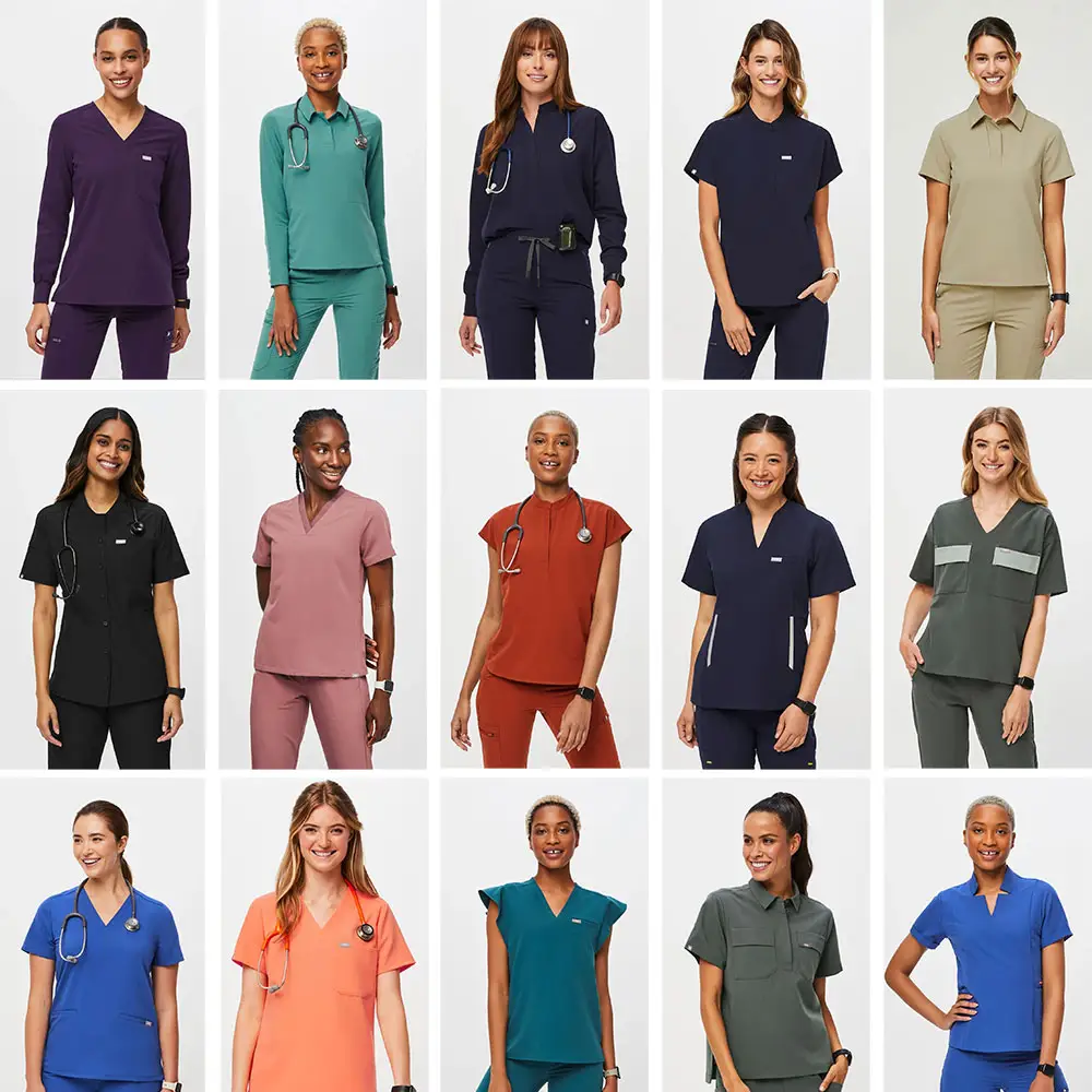 Bestex Customize Medical Scrubs Nursing Jogger Nurse Hospital Uniform Woman Top Scrub Suit Scrubs Uniforms Sets Fashionable