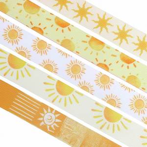 Ruban gros-grain polyester brillant de haute qualité, motif soleil, 2,2 cm x 10 yards, idéal pour les cadeaux de fête et la décoration de gâteaux - Product Image 2