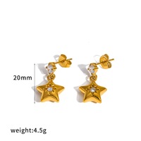 Boucles d'oreilles hypoallergéniques en acier inoxydable, délicates, plaquées or 18 carats PVD, avec zircon CZ, en forme de cœur, d'étoile et de lune, pour femmes, à porter au quotidien