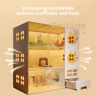 Cage pour chat Villa Cat, cage pour chat super grande, en plastique durable, motif solide, utilisation en intérieur, multifonctionnelle, maison pour animaux de compagnie écologique