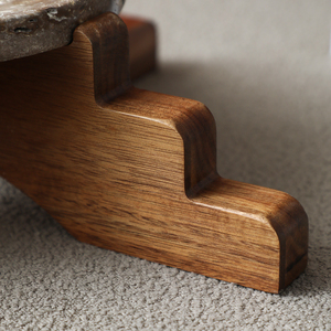 <span class=keywords><strong>Plateau</strong></span> de service rond en marbre et <span class=keywords><strong>bois</strong></span> avec base en <span class=keywords><strong>bois</strong></span> massif Présentoir de table et de bureau à un niveau pour bijoux et thé - Product Image 3