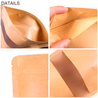 Sacs en Papier Kraft à Fermeture Éclair Bruns avec Fenêtre, Doypack Refermables, pour Thé, Café, Bonbons et Emballage Alimentaire