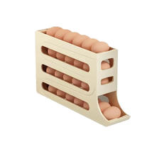 Boîte de rangement pour œufs de réfrigérateur à 4 niveaux, auto-roulante, en plastique, rectangulaire, pour réfrigérateur