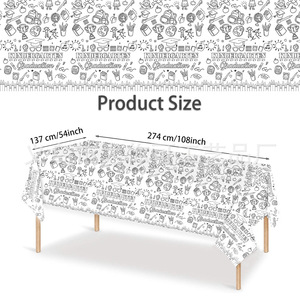Kindergarten Graduation Paper <b>Tablecloth</b> 137x274cm Coloring Doodle Art Party Decoration <b>Disposable</b> Birthday Use - Product Image 4