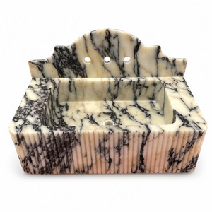 <span class=keywords><strong>Lavabo</strong></span> de Mármol Sólido Calacatta Viola Colgante de Pared con Salpicadero, <span class=keywords><strong>Lavabo</strong></span> Flotante para Decoración de Baños Modernos en Hogares, Villas y Hoteles - Product Image 1