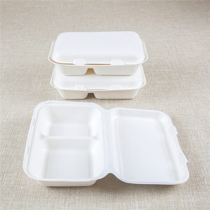 Biodegradable disposable food clamshell/3 5 compartments food box/tray