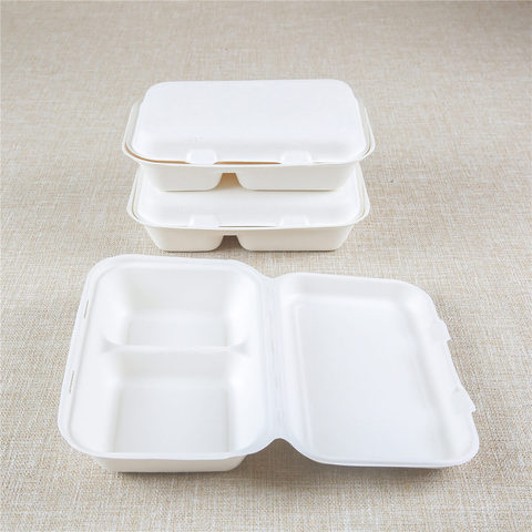 Biodegradable disposable food clamshell / 3 5 compartments food box / tray
