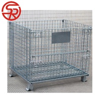 Boîte de rangement pliable en acier, brun, conteneur en maille métallique, Cage de stockage pliable galvanisée