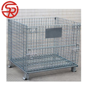 Lưới Thép <span class=keywords><strong>Container</strong></span> <span class=keywords><strong>Pallet</strong></span> Kim Loại Logistic Box Thép Stackable Ráp Mạ Kẽm Lưu Trữ Cage - Product Image 3