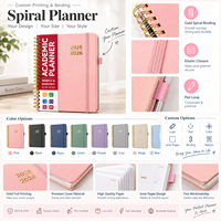 Carnet d'Année Académique Personnalisé à Spirale, Planificateur Étudiant, Papier 100 GSM, Poche Intérieure, Journal Scolaire et de Bureau