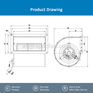 Ventilateur centrifuge double entrée AC 230V 146 mm ebm-papst D2E146-AP47-22 pour HVAC AHU - Product Image 3