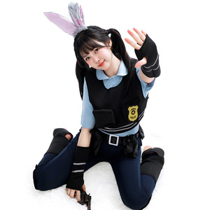 Disfraz de Cosplay de Judy Bunny de Yi Xiaoyi, Uniforme de Policía para Mujer, Talla Adulto, Conjunto Completo con Chaleco, Pantalones y Top, Atuendo para Conventión de Anime - Product Image 1