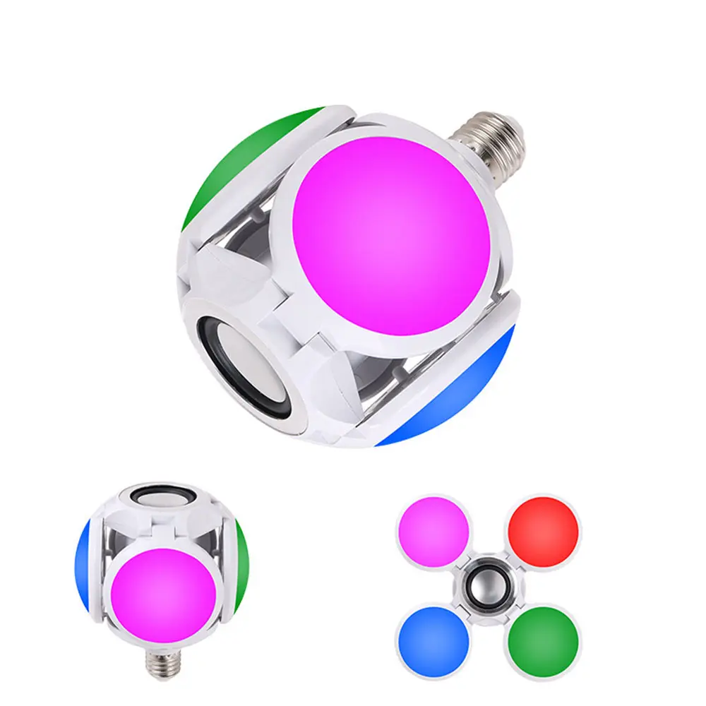 Bombillas LED inalámbricas de 15W, bombilla led E27, lámpara RGB, música, cambio RGB, Bombilla de altavoz con 24 teclas, Control remoto, luz LED inteligente