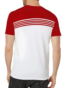 Camiseta de Manga Corta con Cuello Redondo y Estampado de Rayas en Contraste de Color para Hombre, Camiseta Informal de Verano para Hombre - Product Image 3