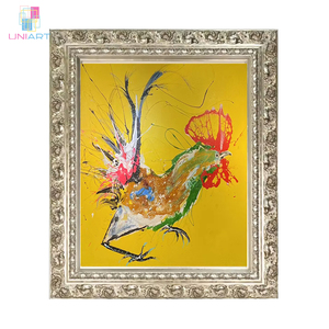 UNIART Style chinois coloré <span class=keywords><strong>coq</strong></span> conception personnalisée 100% peint <span class=keywords><strong>à</strong></span> la main <span class=keywords><strong>peinture</strong></span> <span class=keywords><strong>à</strong></span> <span class=keywords><strong>l</strong></span>'<span class=keywords><strong>huile</strong></span> abstraite sur toile mur Art décor pour galerie - Product Image 3
