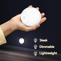 Sensor de movimiento con batería recargable, luz nocturna para interiores, luces de pasillo de escalera regulables magnéticas, iluminación de armario redonda USB