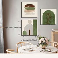 Milieu du siècle moderne 3 pièces encadré toile mur Art ensemble minimaliste géométrique abstrait Boho peinture pour salon salle de bain décor