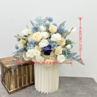 Bouquet de fleurs artificielles violettes, grande taille 70 cm, roses en soie rondes, fleurs et plantes mélangées, décoration pour la maison, salon