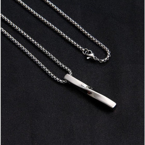 Mode New Silver Recta ngle Anhänger Männer Trendy einfache Edelstahl kette Männer Schmuck Geschenk Halskette - Product Image 3