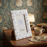 Cadre photo Daxin vintage en MDF léger et durable, motif ruban bleu, pour table ou mur (carré/rectangulaire)