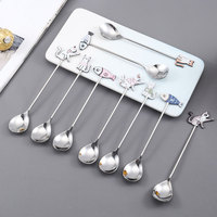 Cuillère créative en acier inoxydable 304, cuillère à café, cuillère à miel, cuillère à long manche pour la maison, cuillère à mélanger, cuillère à gâteau et à dessert