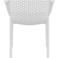 Chaise de salle à manger en polypropylène blanc empilable, avec accoudoirs en plastique, imperméable et durable, pour usage intérieur/extérieur, maison, bar, hôtel