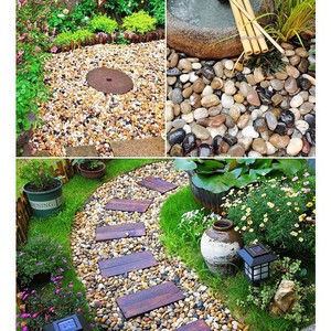 Hoogwaardige gepolijste kiezelsteentjes voor tuinlandschapsarchitectuur, aquariumdecoratie, paden; zwart, wit en meerkleurige stenen - Product Image 6