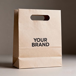 Sacs en papier kraft brun jetables avec logo personnalisé, sacs en papier pour emporter des aliments, sacs cadeaux avec poignée - Product Image 4