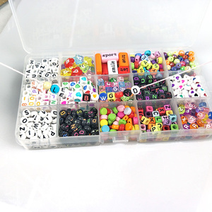 Free Sample Hot Selling HNES Acrylic Alphabet <strong>Beads</strong> <strong>Kit</strong> for Necklace Bracelet Making Round/Square Shapes Various Sizes (6-12mm) - Product Image 2