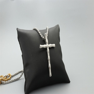 yunnique Stainless Steel <b>Cross</b> Pendant Necklace Unisex Fashionable Silver White Gift Jewelry - Product Image 2