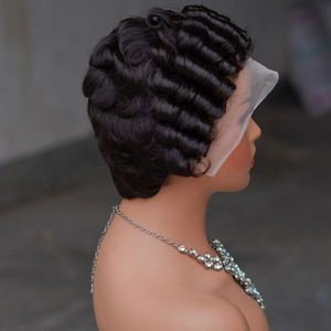 วิกผมแท้ Amygirl 13x4 แบบผูกเชือกด้านหน้า ทรงพิกซี่ ผมสั้นหยิก - Product Image 4