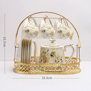 Tasse à thé et soucoupe de style européen à motif d'épi de blé avec bordure dorée, en promotion - Product Image 2