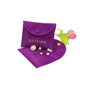 Custom Button <b>Envelope</b> Jewelry <b>Gift</b> Bags Packaging Velvet Pouch Jewelry Bag with logo Custom - Product Image 1