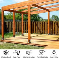 Supports de poteaux robustes en acier thermolaqué noir, réglables, pour pergola, terrasse, clôture, boîte aux lettres