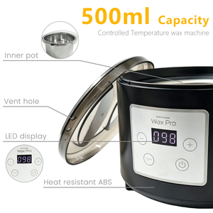 Chauffe-<span class=keywords><strong>cire</strong></span> 500 ml 100 W avec écran LED, pot en acier inoxydable, 110-240 V, pour <span class=keywords><strong>cire</strong></span> dure en grains et blocs, usage domestique et professionnel, OEM ODM - Product Image 2