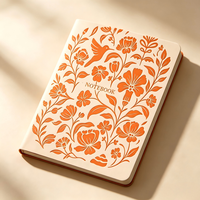 Carnet à couverture rigide personnalisé, motif floral colibri orange en relief, journal d'écriture relié, cadeau, agenda