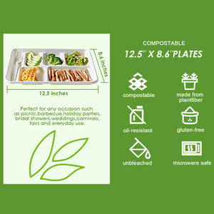 Platos de Papel Compostables de 6 Compartimentos, Platos Desechables Ecológicos de Bagazo, Bandejas para Almuerzo Escolar, Platos para Buffet <span class=keywords><strong>BIOPACK</strong></span> Plate74 - Product Image 6