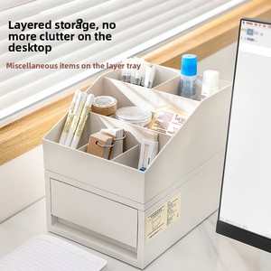 Classic Style <b>Plastic</b> Stackable <b>Storage</b> Box for Office Desk with Compartments for Stationery and Cosmetic - Product Image 4