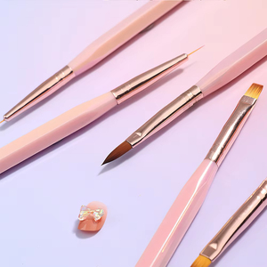 Ensemble de pinceaux à ongles avec logo personnalisé, manche en bois, poils ovales doux, pour le dessin fin, outils multifonctionnels de peinture pour salon de manucure - Product Image 2